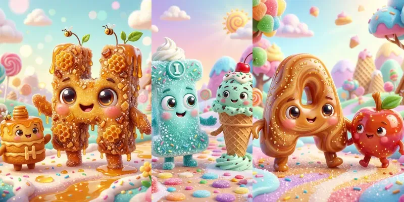 Cute Candy Letters 3D generated by undefined