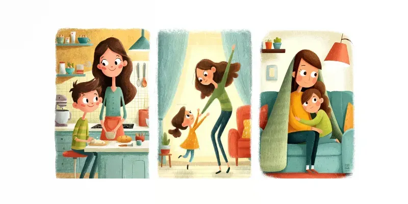 Cute Mothers And Children Clipart generated by undefined