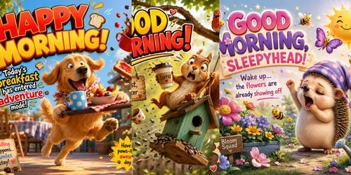 Funny Morning Greeting Cards generated by chatgpt-image