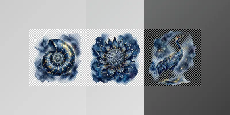 Mystical Indigo Gold Watercolor Avatars generated by undefined