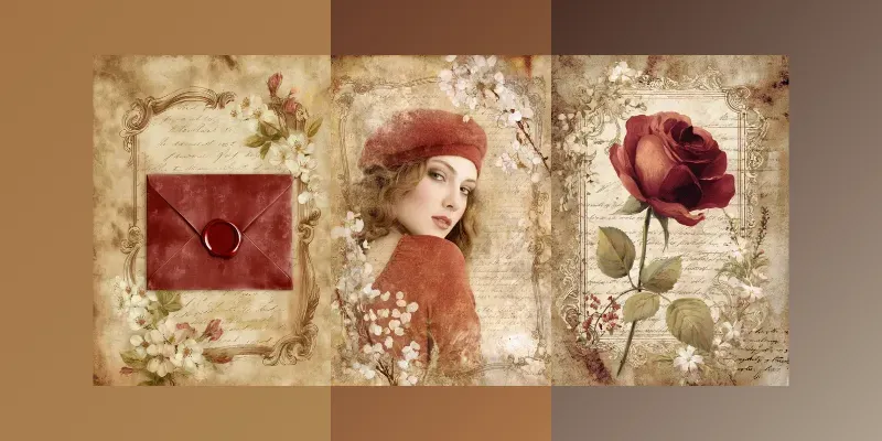 Old Floral Junk Journal Pages generated by undefined