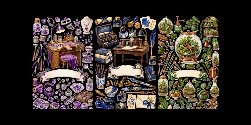 Cozy Hobby Clipart Sticker Sheet Sets