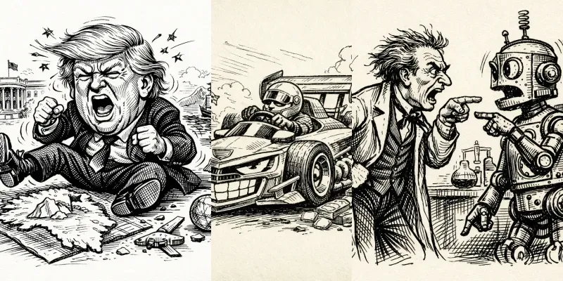 Pen And Ink Satire Cartoon Illustrations generated by undefined