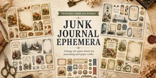 Printable Junk Journal Ephemera Sheets generated by chatgpt-image