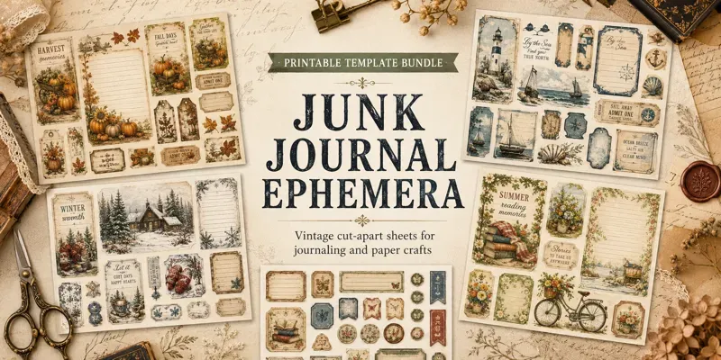 Printable Junk Journal Ephemera Sheets generated by undefined