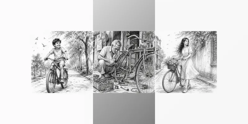 Handdrawn Bicycle Life Sketches generated by undefined