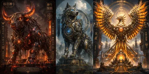 Mythic Machine Totems generated by chatgpt-image