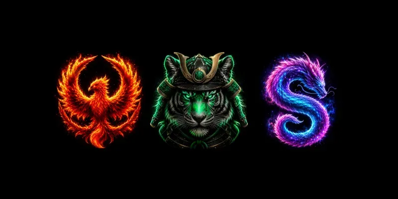 Furry Neon Mascot Lettermark Logos generated by undefined