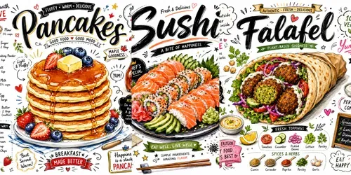 Handdrawn Food Typography Posters generated by chatgpt-image
