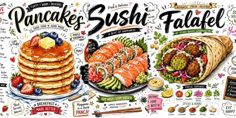 Handdrawn Food Typography Posters generated by undefined