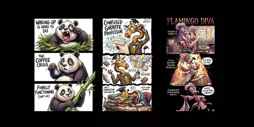 Triple Strip Caricature Posters generated by gemini-image