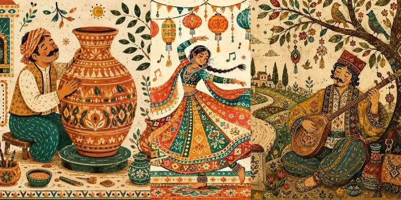 Colorful Folk Textile Stories generated by undefined
