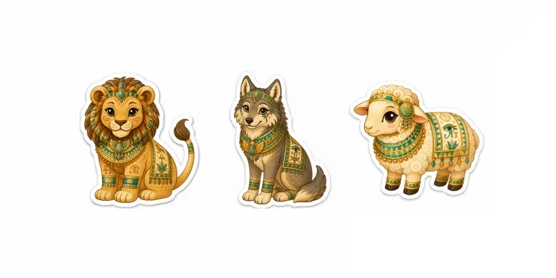 Cute Egyptian Animal Sticker Cliparts generated by undefined