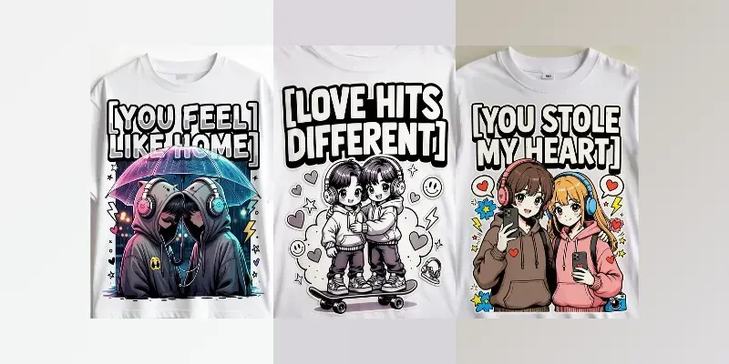 Cute Streetwear Couple Hoodies Tshirts generated by undefined