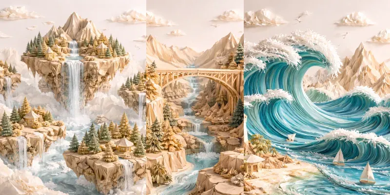 Landscapes Crafted From Folded Worlds generated by undefined