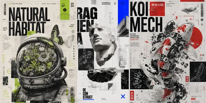 Experimental Editorial Posters generated by undefined