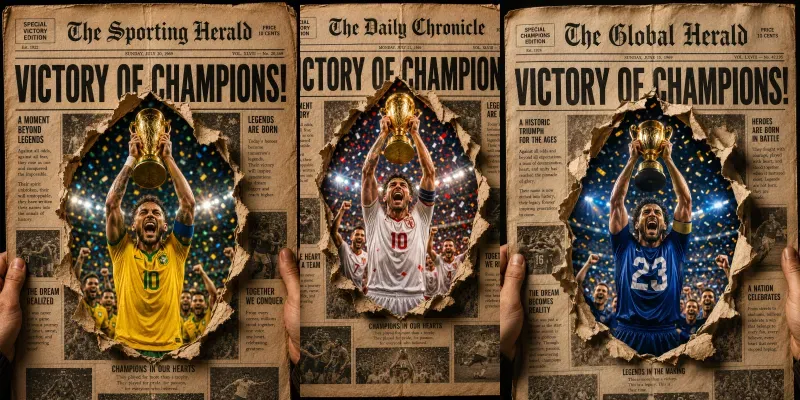 Worldcup Victory Champion Newspaper Art generated by undefined