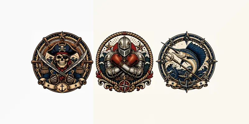 Create Bold Nautical Tattoo Logos generated by undefined