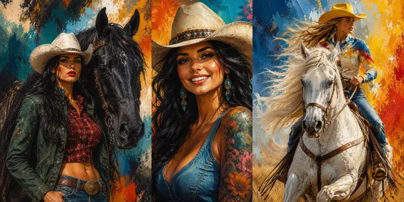 Cow Girl Digital Painterly Illustrations generated by undefined