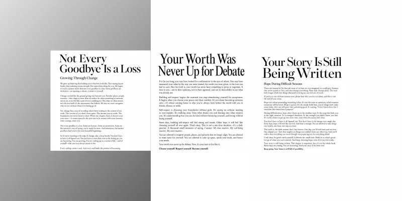 Minimalist Reflective Text Posters generated by undefined