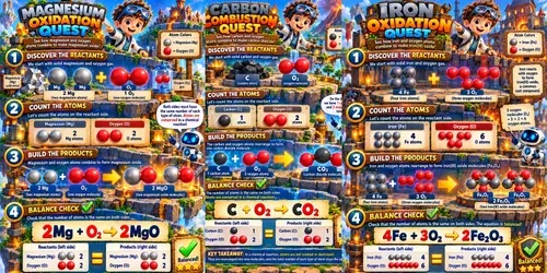 3D Chemical Equation Game Infographics generated by chatgpt-image
