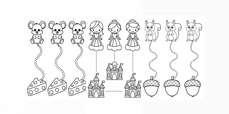 Simple Tracing Matching And Coloring Pages generated by undefined