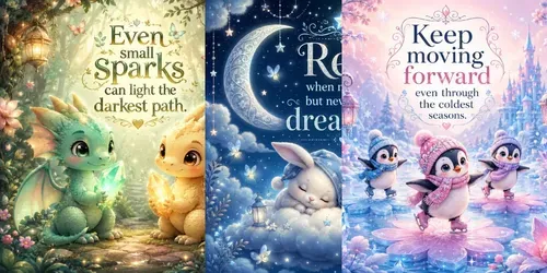 Cute Fantasy Motivation Posters generated by chatgpt-image