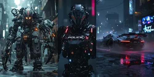 Cinematic Cyberpunk Scifi Characters generated by flux