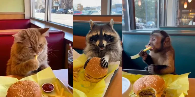 Animals Eating Fast Food Povs generated by undefined