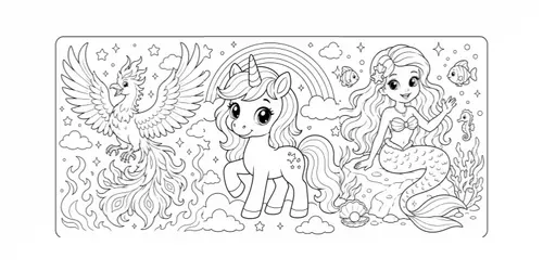 Fantasy Creature Coloring Book Pages generated by chatgpt-image