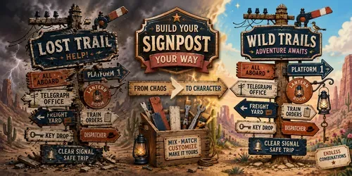 Whimsical Western Signpost Sheets generated by chatgpt-image