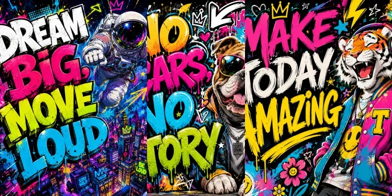 Neon Graffiti Motivation Posters generated by undefined