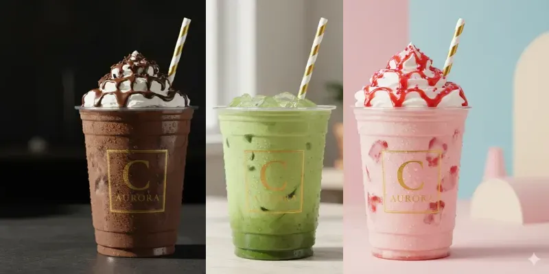 Branded Iced Drink Cups Realistic Ads generated by undefined