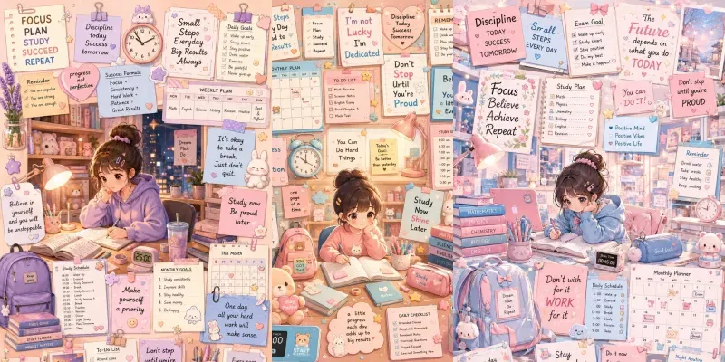 Cute Study Motivation Posters generated by undefined