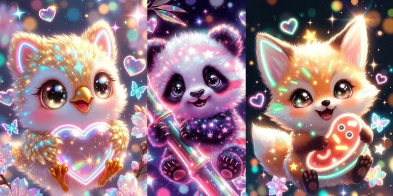 Cute Neon Kawaii Animal Generator generated by undefined