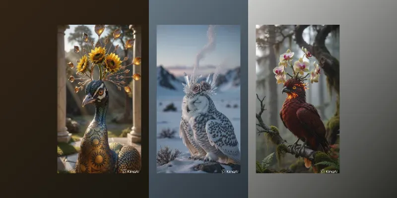 Mythical Exotic Birds With Floral Crowns generated by undefined