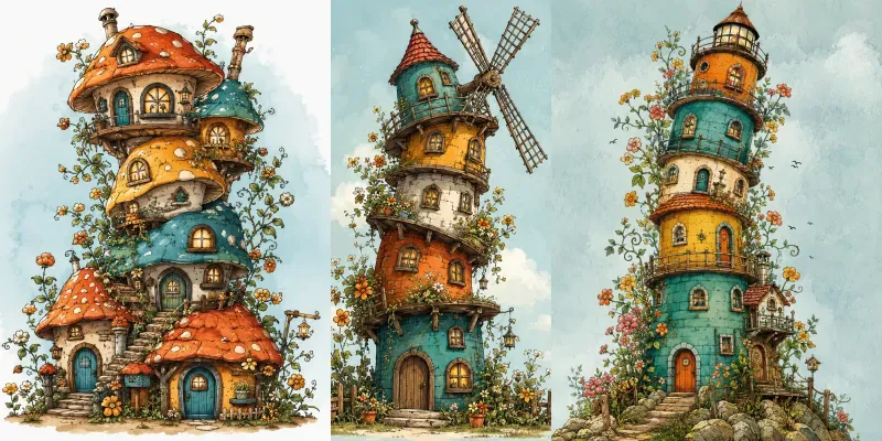 Wonky Wall Fairytale Houses generated by undefined