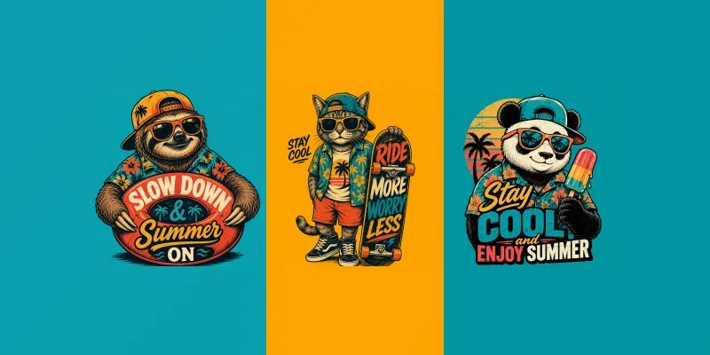 Retro Summer Animal Vector Graphic generated by undefined