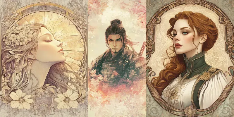 Portraits In Art Nouveau Style generated by undefined
