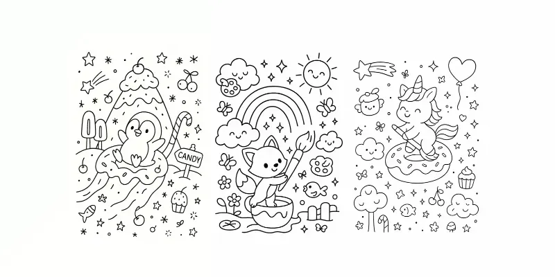 Cute Fuzzy Animals Coloring Book Pages generated by undefined