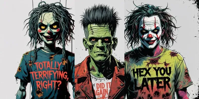Punk Inspired Distressed Horror Tee Art generated by undefined