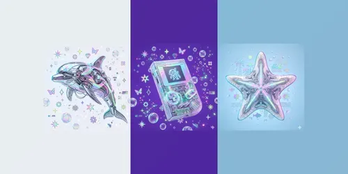 Holographic Y2k Summer Retro Icons generated by gemini-image