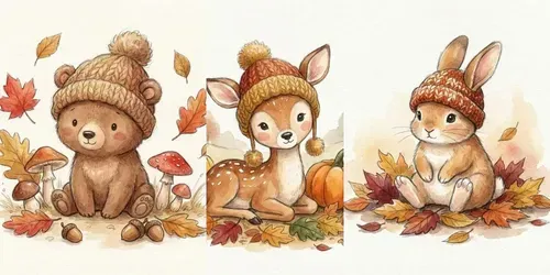 Cozy Autumn Watercolor Characters generated by gemini-image