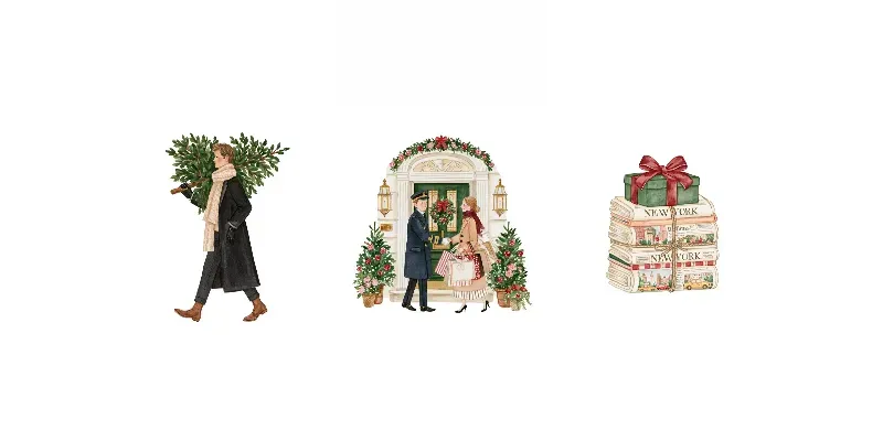 Christmas Newyork Watercolor Cliparts generated by undefined
