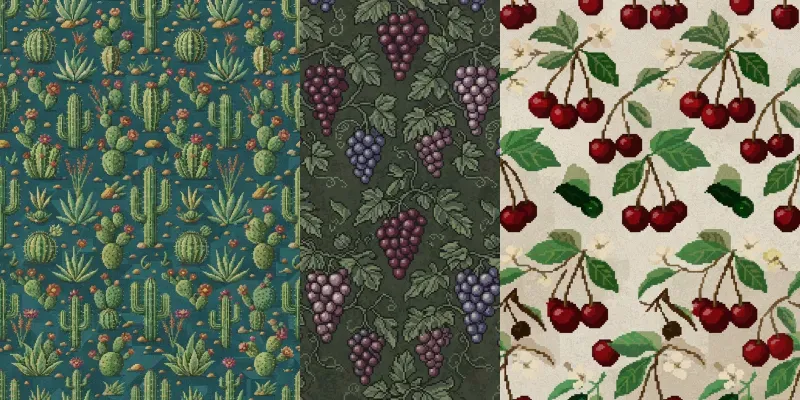 Pixel Stitch Mosaic Seamless Patterns