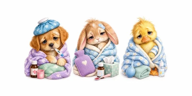 Cozy Sick Animal Storybook Illustrations