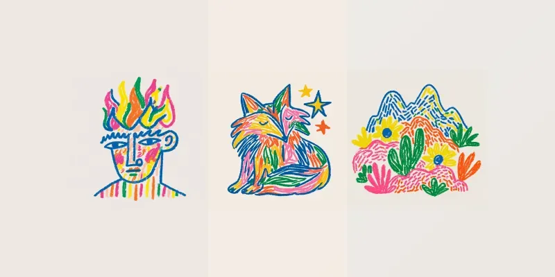 Rainbow Crayon Naive Drawings generated by undefined