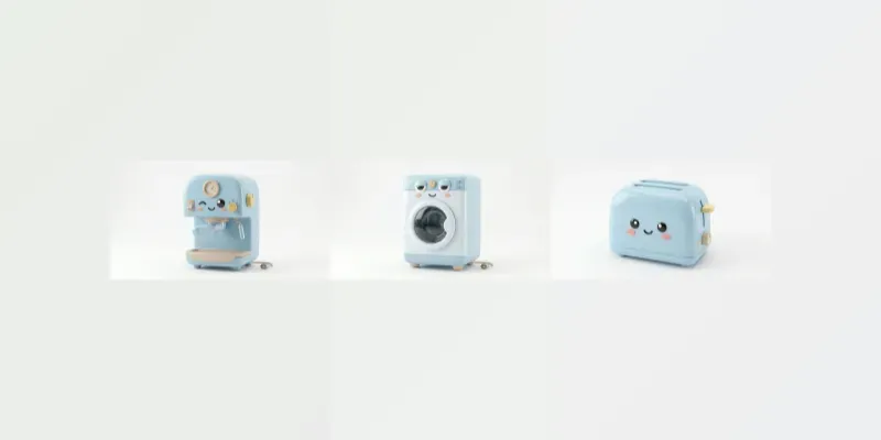 Minimalist 3d Kawaii Home Appliance Chars generated by undefined