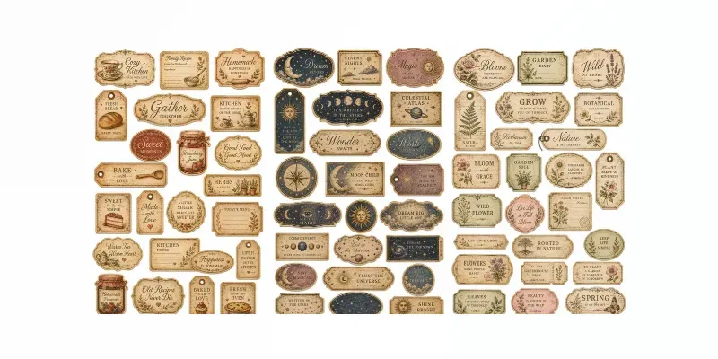 Antique Words Labels Sticker Packs 35 generated by undefined