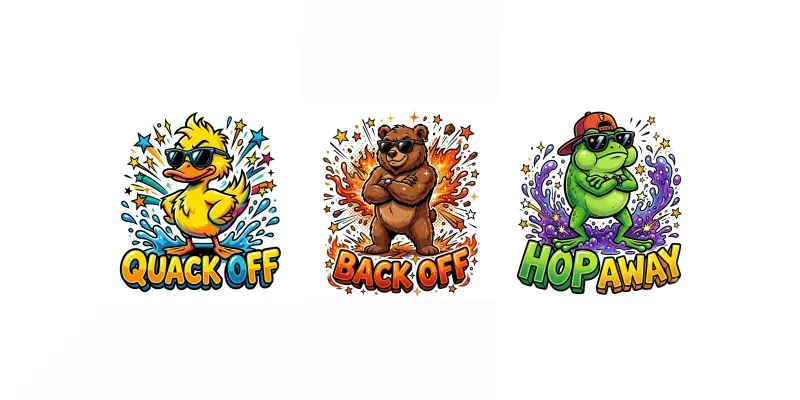 Sassy Cartoon Animal Splash Designs generated by undefined
